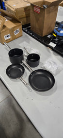 CALPHALON PREMIER HARD-ANODIZED NONSTICK POTS AND PAN, W/ LIDS - BLACK - Like New