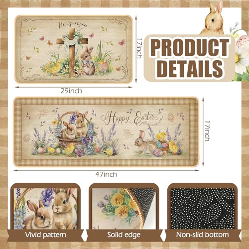 DRYDIET EASTER KITCHEN RUGS AND MATS SET - 17 x 30, 17 x 47 Inch - Like New