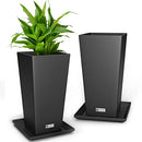 ELEVENS TALL PLANTERS 30 INCH TAPERED SQUARE PLANTERS GARDEN FLOWER POTS - BLACK - Like New