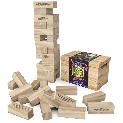 Spin Master Games, Happy Hour Tower, Giant Jumbling Wooden Blocks College Game - Brand New