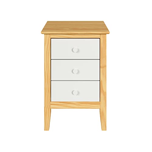ADEPT JELA EASY PIECES SOLID WOOD 3 DRAWER END TABLE NATURAL W/WHITE FRONT - Brand New