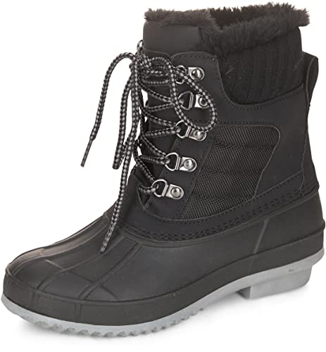 Khombu Women's Kathleen Waterproof Boot Mid Calf Black/Gray Size 9 - Brand New