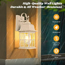 TOBUSA 2-Pack Outdoor Wall Lanterns, 100% Aluminium, Bulbs Not Included - White - Like New