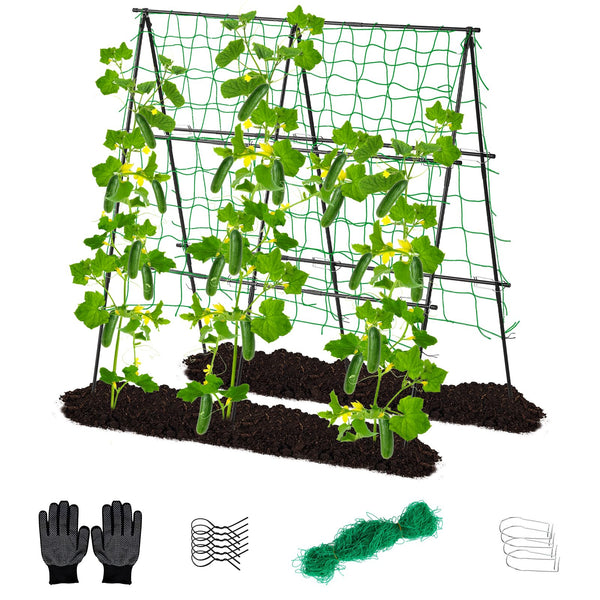 LALAHONI GARDEN TRELLIS FOR CLIMBING PLANTS OUTDOOR, 4FT X 4FT A FRAME BLACK - Like New