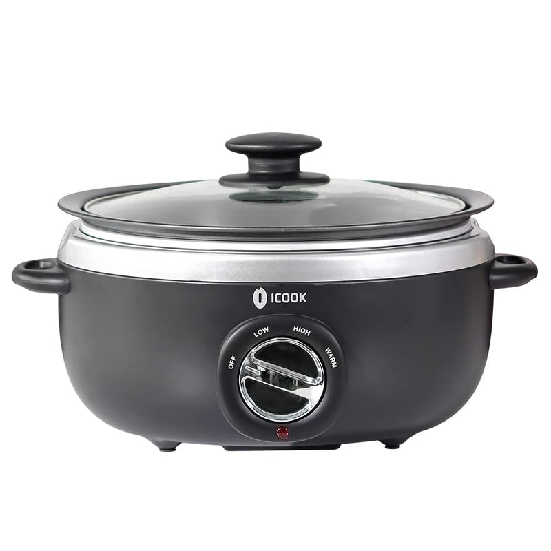 ICOOK USC-35-OP001BK 3.5QT SLOW COOKER,ALUMINIUM SEAR/SAUTÉ STEW POT - BLACK Like New