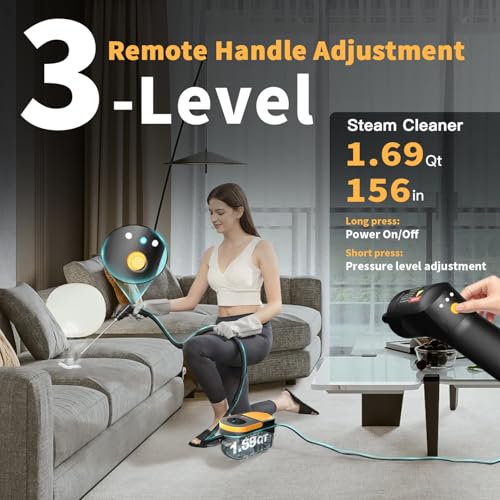 GAUTYE STEAM CLEANER, 3-LEVEL ADJUSTABLE HANDLE, 15S, G1 - BLACK/YELLOW - Like New