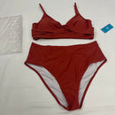 CUPSHE WOMEN'S BIKINIS-AND-TANKINI-SETS - SIZE: M - BROWN/ORANGE - Brand New