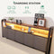 Novilla Full Size Bed Frame Storage Platform RGB Lights Charging Station - Brown - Like New