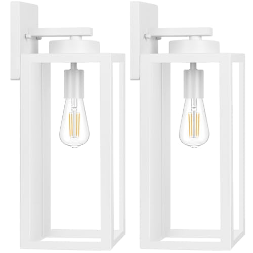 BESLOWE LARGE SIZE OUTDOOR WALL LIGHT FIXTURES Sconces Wall Mounted 2-Pack White - Brand New