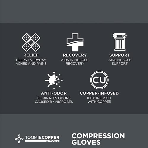 Tommie Copper Sport Compression Gloves MEN L/XL WOMEN L/XL, Black - Like New