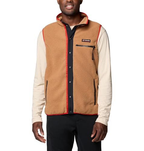 COLUMBIA HELVETIA II SHERPA PILE FLEECE VEST SIZE: MEN L CAMEL BROWN - Brand New