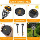 RUHOTILI SOLAR LIGHTS OUTDOOR 12 PACK SOLAR GARDEN LIGHTS WATERPROOF - BLACK - Like New