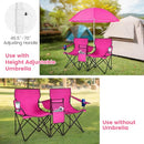 KOTEK Double Camping Chair Folding Removable Umbrella Cup Holders (Pink) - Like New