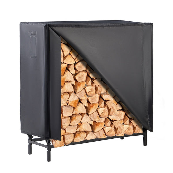 LUGO WATERPROOF AND OUTDOOR FIREWOOD RACK WITH COVER 4FT - BLACK - Like New