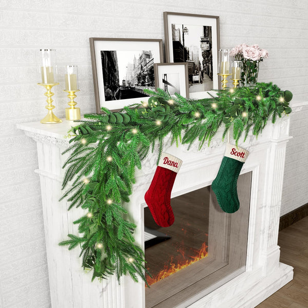Norfok Sourgum Eucalyptus Garlands Light String 6Ft Soft Christmas HM5624 -Green - Like New