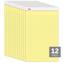 OFFICE DEPOT WRITING PADS, LEGAL/WIDE RULED, 50 SHEETS, 12 PADS - CANARY - Brand New