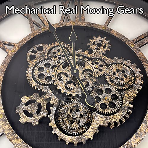 27 inch Large Real Moving Gears Wall Clock with Toughened Glass Cover Like New