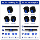 VIVITORY Dumbbell Set - Adjustable Weights, Non-Rolling, 44 to 66 Lbs - Blue - Like New
