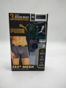 PUMA 3 PACK BOXER BRIEF PERFORMANCE 360 MESH DRYCELL - SIZE: M - BLUE/GREEN/GRAY - Brand New