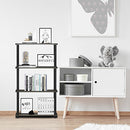 FURINNO TURN-S-TUBE STORAGE SHELVES,4-TIER BOOK SHELF, FRENCH OAK GRAY/BLACK - Like New