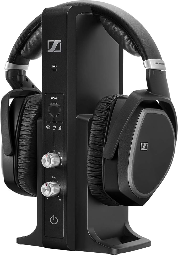 Sennheiser RS 195 RF Wireless Headphone Systems Selectable Hearing Boost - Black Like New