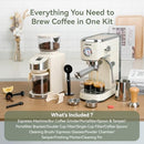 GEVI ESPRESSO MACHINE 20 BAR WITH GRINDER PROFESSIONAL ESPRESSO MAKER BEIGE - Like New