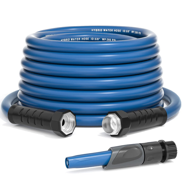 GREENER HEAVY DUTY GARDEN HOSE 50FT, 5/8" FLEXIBLE HYBRID RUBBER HOSE - BLUE Like New