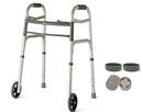HEALTHLINE Junior Folding Walker Lightweight Deluxe 2Button 5inch Wheels Silver - Like New