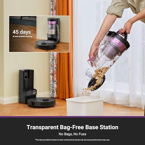EUREKA E20 PLUS ROBOT VACUUM WITH BAGLESS SELF EMPTYING STATION, ROBOTIC - BLACK - Like New