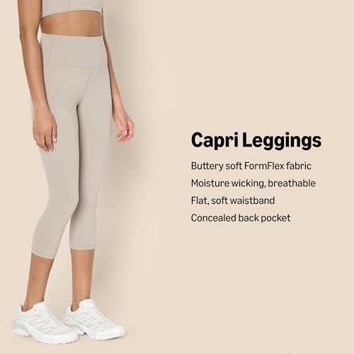 AMAZON ESSENTIALS WOMEN'S ACTIVE FORMFLEX HIGH WAIST 19" CAPRI LEGGINGS -S TAUPE - Brand New