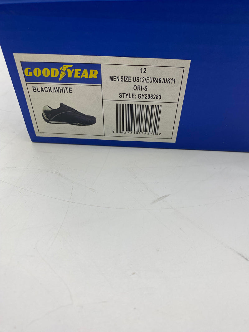 GOODYEAR MENS ORI RACER SNEAKER – LOW-TOP SNEAKERS - SIZE: 12 - BLACK WHITE - Like New