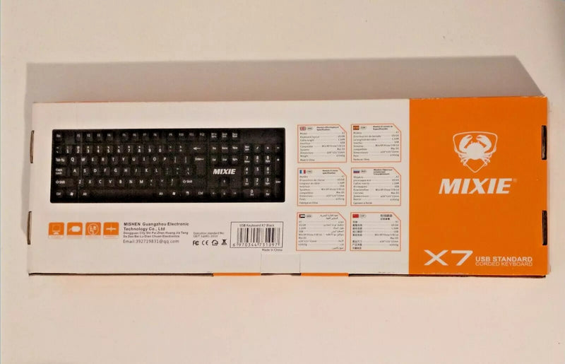 MIXIE X7 USB STANDARD CORDDED KEYBOARD - WIRED, ERGONOMIC, FULL SIZE - BLACK - Like New