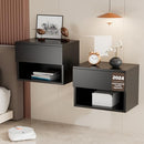 Floating Nightstand Modern Wall Mounted Bedroom (Black, Set of 2) B0D73ZP1KW - Brand New