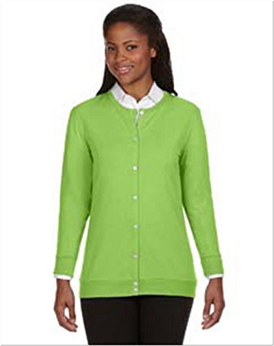 DEVON & JONES DP LDS L/S KNIT CARDIGAN CREW WOMEN M - LIME - Like New