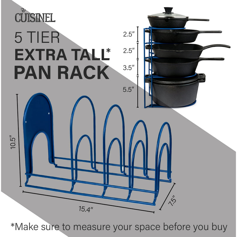 CUISINEL HEAVY DUTY PAN ORGANIZER, EXTRA LARGE 5 TIER RACK - BLUE - Like New