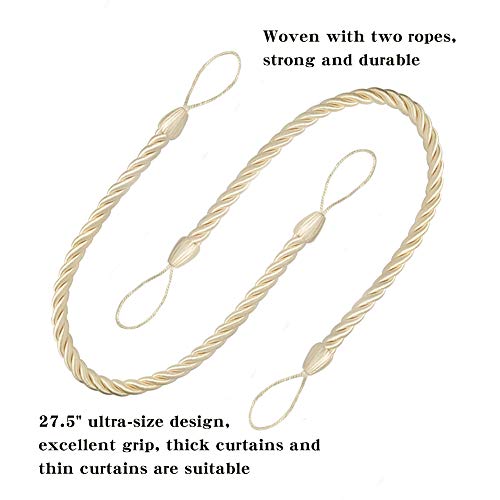 BEL AVENIR CURTAIN ROPES TIEBACKS HOLDBACKS 2 Packs 2Pcs By 1Pcs - BEIGE - Brand New