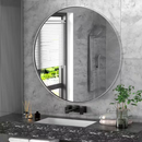 PAIHOME 24 IN. W X 24 IN. H MEDIUM ROUND STAINLESS STEEL WALL MIRROR - SILVER - Like New