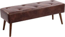 Furnimart Faux Leather Bench Ottoman  Tufted Button B09R4WJMXG - Dark Brown - Brand New
