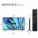 SONY BRAVIA 3 55” CLASS LED 4K HDR GOOGLE TV K-55S30C - Black - Like New