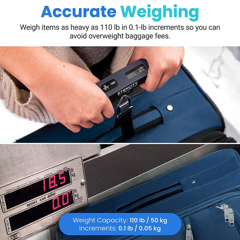 ETEKCITY LUGGAGE SCALE DIGITAL WEIGHT SCALES FOR TRAVEL - BLACK/GRAY - Like New