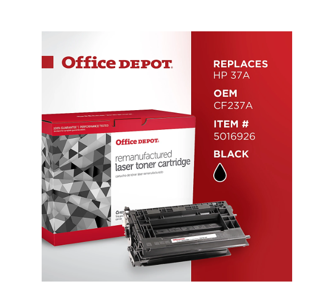 OFFICE DEPOT REMANUFACTURED BLACK TONER CARTRIDGE REPLACEMENT FOR HP 37A - BLACK - Brand New