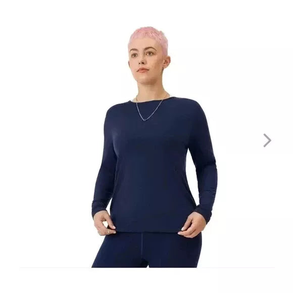 ALLBIRDS WOMENS NATURAL FLOW STUDIO LONG SLEEVE - SIZE: WOMEN S - TRUE NAVY - Brand New