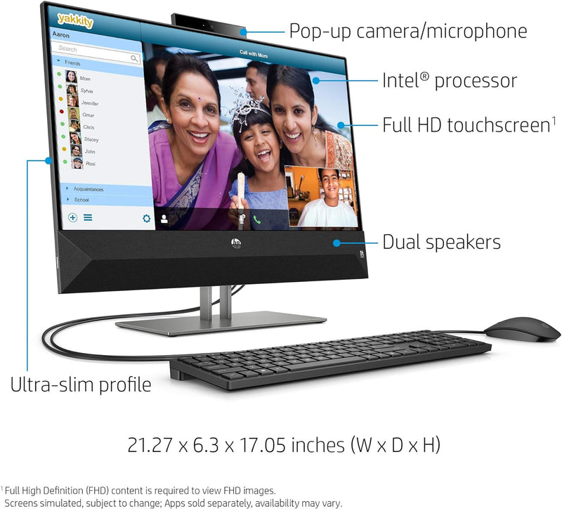 HP PAVILION AIO 24-XA0032 23.8" FHD TOUCH I5-9400T 12GB 512GB SSD - Black - Like New