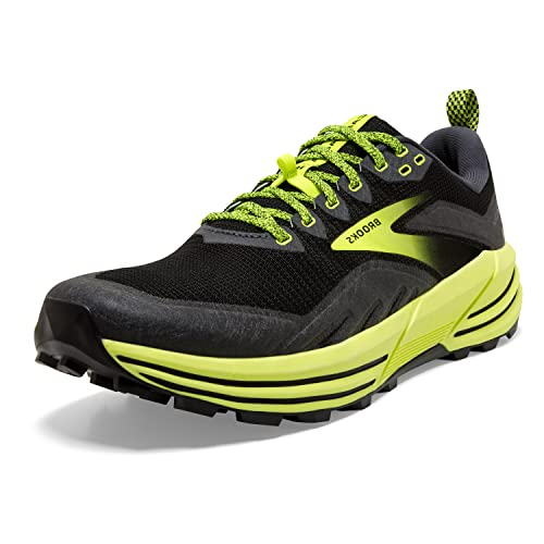BROOKS MEN'S, CASCADIA 16 TRAIL RUNNING SHOE, SIZE 8 US, 7 UK - BLACK/EBONY - Like New