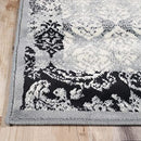 Superior Mystique Collection Area Rug, Elegant Damask Pattern - Black & Grey - Brand New