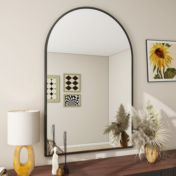 BEAUTYPEAK 26"X38" Arch Bathroom Mirror Wall Mounted Mirror Vanit - Black Like New