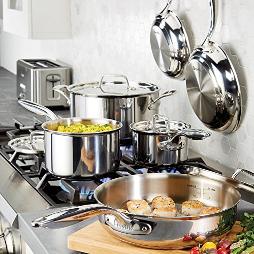 BREVILLE THERMAL PRO STAINLESS STEEL COOKWARE POTS PANS 10 PIECE 32064 - SILVER Like New