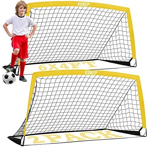 KIDS SOCCER GOALS FOR BACKYARD 6×4 9×5FT 2 PIECES EASY FOLDABLE - Scratch & Dent