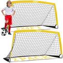 KIDS SOCCER GOALS FOR BACKYARD 6×4 9×5FT 2 PIECES EASY FOLDABLE - YELLOW Like New