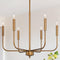 KSANA Brushed Gold Chandelier, Modern 6-Lights Dining Room Light Fixture Like New